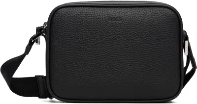 Hugo Boss Black Embossed Logo Leather Crossbody Bag