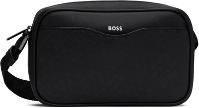 Hugo Boss Black Embossed Logo Messenger Bag In 001-black