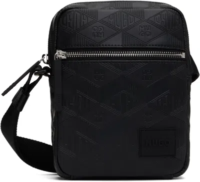 Hugo Boss Black Embossed Logo Messenger Bag In 003-black