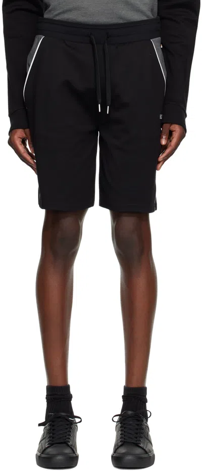 Hugo Boss Black Embroidered Logo Shorts In Black 001