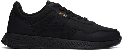 Hugo Boss Black Embroidered-logo Sneakers In 005-black