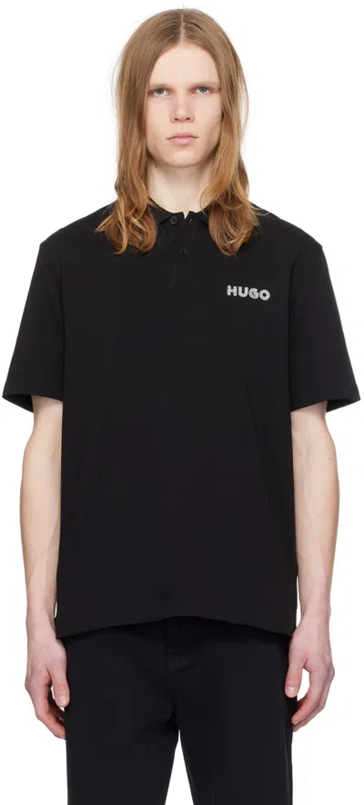 Hugo Boss Black Embroidered Polo In 001-black