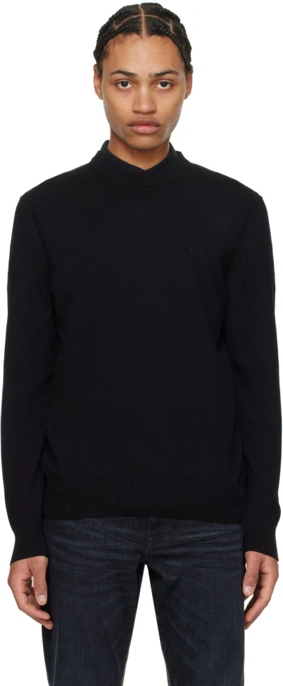 Hugo Boss Black Embroidered Sweater In 001-black