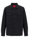 Hugo Boss Oversize-fit Overshirt In Cotton Gabardine In Black
