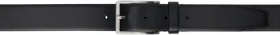 Hugo Boss Black Engraved-logo Buckle Leather Belt In 001-black