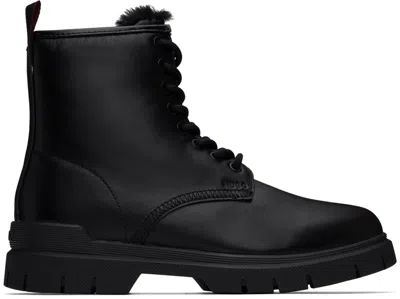 Hugo Boss Black Faux-fur Lined Boots In 001-black