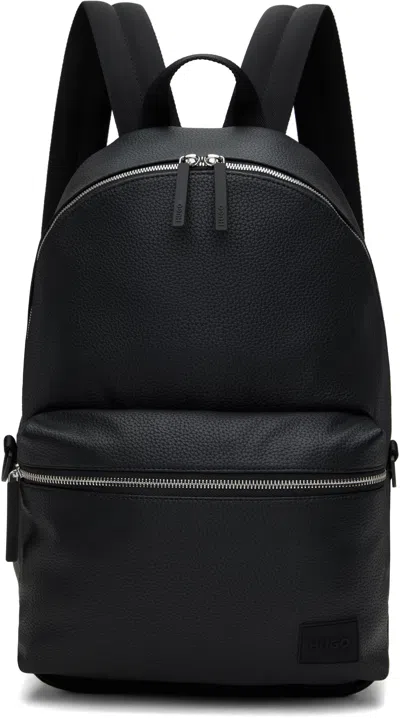Hugo Boss Black Faux-leather Backpack In 001-black