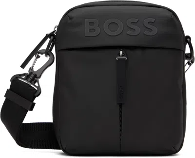 Hugo Boss Black Faux-leather Reporter Bag In 001-black