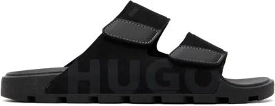 Hugo Boss Black Faux-suede Logo Detailing Sandals