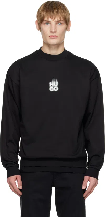 Hugo Boss Black Flame Logo Sweatshirt In 001-black