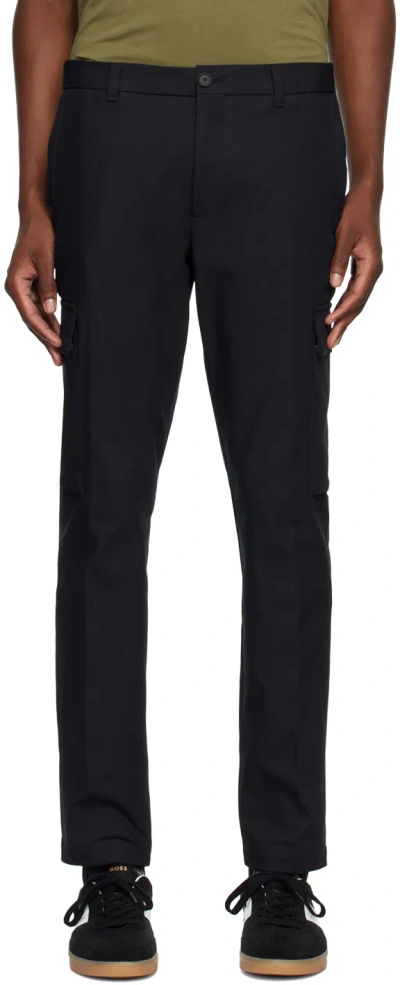 Hugo Boss Black Flap Pocket Cargo Pants In 001-black