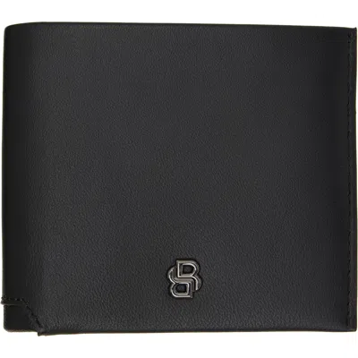 Hugo Boss Black Goatskin Bifold Wallet In 001-black