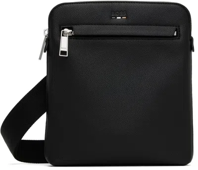 Hugo Boss Black Grained Faux-leather Bag In 001-black