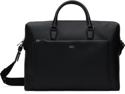 Hugo Boss Black Grained Faux-leather Briefcase In 001-black