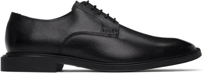 Hugo Boss Black Grained Faux-leather Derbys In 001-black
