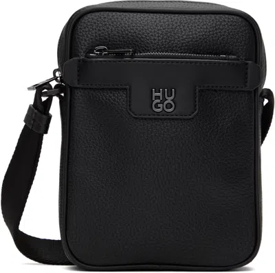 Hugo Boss Black Grained Faux-leather Reporter Bag In 001-black
