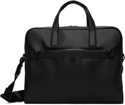Hugo Boss Black Grained Faux-leather Stacked Logo Briefcase In 001-black
