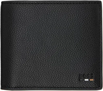 Hugo Boss Black Grained Faux-leather Wallet In 001-black