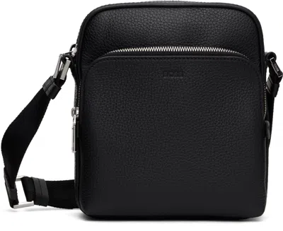 Hugo Boss Black Grained Leather Bag In 001-black