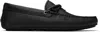 Hugo Boss Black Grained-leather Driver Sole Loafers In 001-black