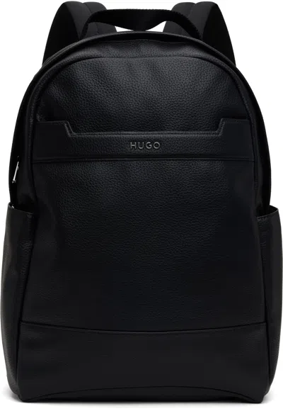 Hugo Boss Black Grained Texture Backpack In 001-black