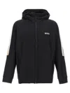 Hugo Boss Boss X Matteo Berrettini Regular-fit Zip-up Hoodie With Signature-stripe Artwork In Black