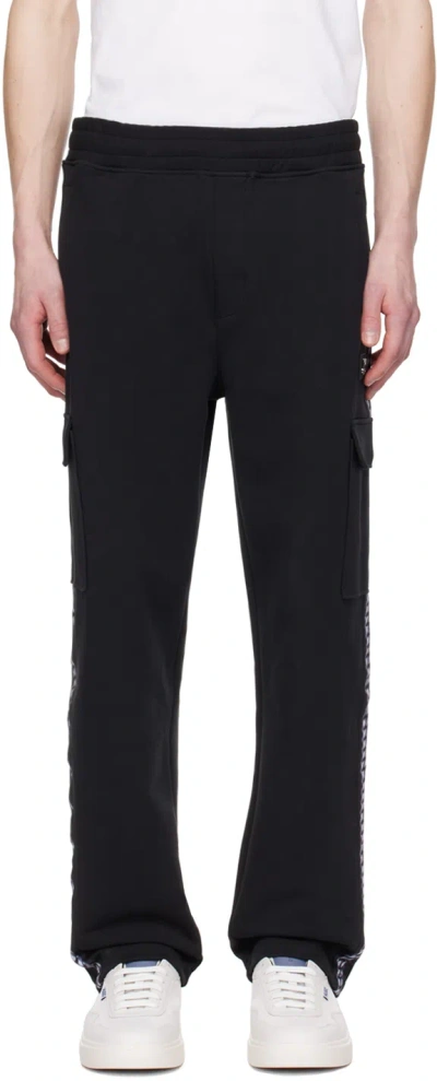 Hugo Boss Black Graphic Trim Sweatpants In 001-black