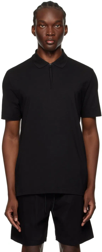 Hugo Boss Black Half-zip Polo In 001-black