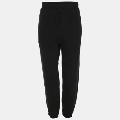Pre-owned Hugo Boss Black Jersey Logo Embroidered Jogger Pants Xl