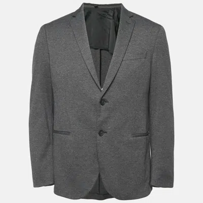 Hugo Boss Black Knit Button Front Tailored Blazer In Gray