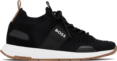 HUGO BOSS BLACK KNITTED-UPPER SNEAKERS