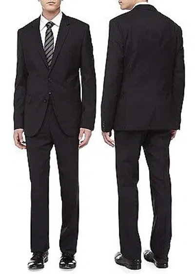 Pre-owned Hugo Boss Black Label 2-button Trim Slim Fit Stripe Luxurious Business Suit