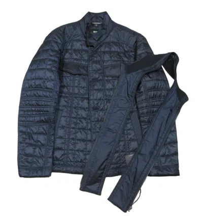 Pre-owned Hugo Boss Black Label Men's Navy Camay4 Quilted Jacket In Blue
