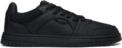 Hugo Boss Black Lace-up Trainers In 001-black