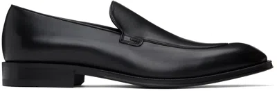 Hugo Boss Black Leather Apron Toe Loafers In 001-black