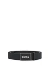 Hugo Boss Black Leather Belt With Rectangular Buckle Icon S1 In Black