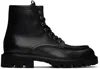 Hugo Boss Black Leather Boots In 001-black