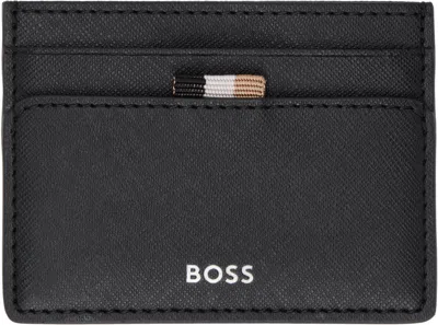 Hugo Boss Black Leather Card Holder In 001-black