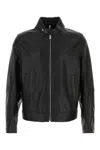 Hugo Boss Regular-fit Jacket In Grained Leather In Black