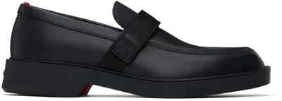 Hugo Boss Black Leather Loafers In 001-black