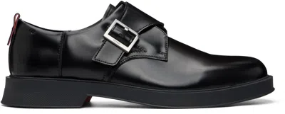 Hugo Boss Black Leather Logo Buckle Monkstraps