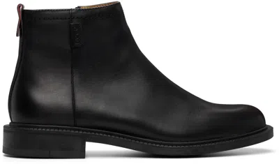 Hugo Boss Black Leather Logo Trim Boots