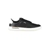 Hugo Boss Leather Trainers With Signature-stripe Details In Black