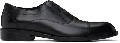 Hugo Boss Black Leather Oxfords In 001-black