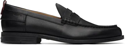 Hugo Boss Black Leather Penny Trim Loafers