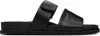 Hugo Boss Touch-strap Leather Sandals In Black