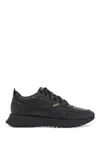Hugo Boss Black Leather Sports Sneakers With Strap For Men In Black (black)