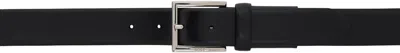 Hugo Boss Black Leather Square Logo-engraved Buckle Belt In 001-black