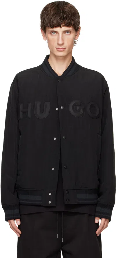Hugo Boss Black Logo Bonded Bomber In 001-black