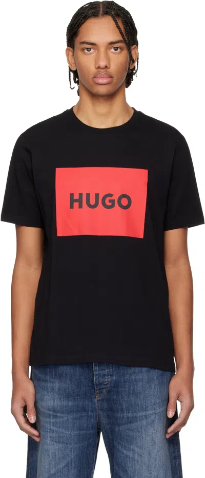 Hugo Boss Dulive222 Mens Large Label Logo T-shirt Nos In Black